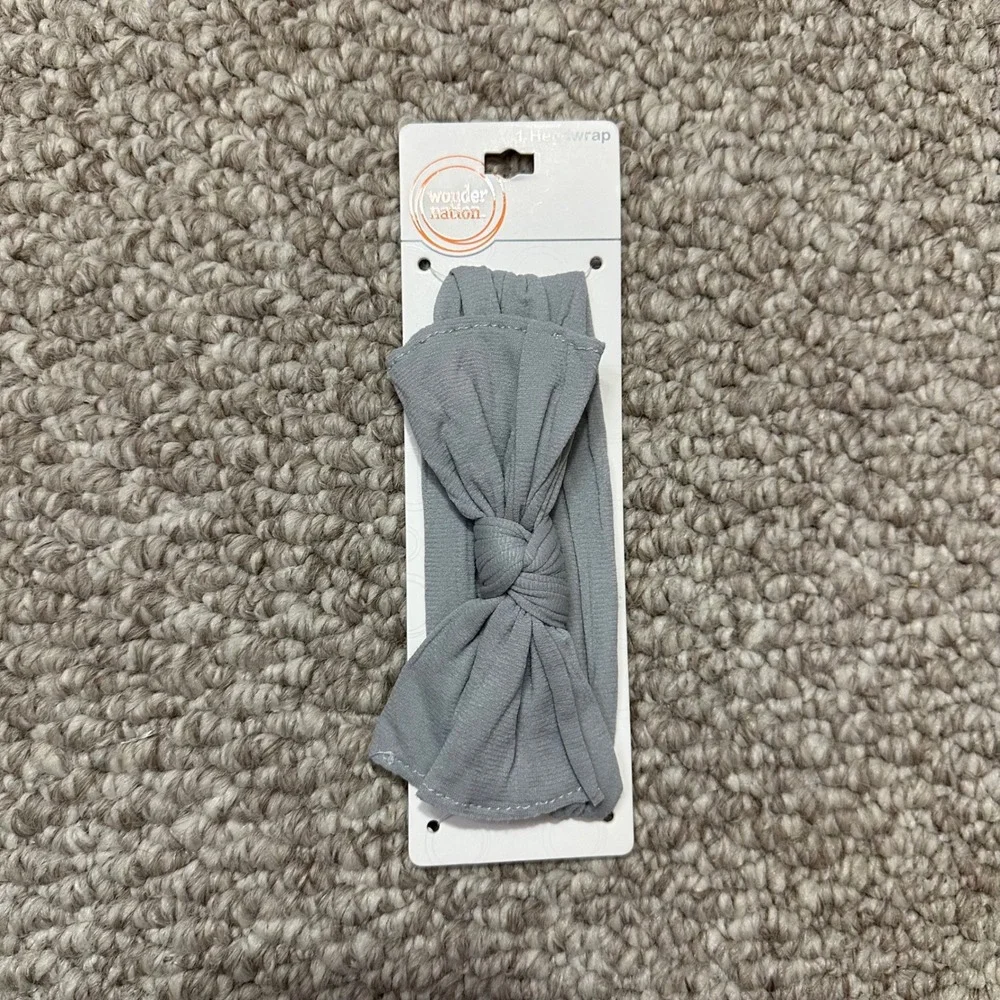 Wonder Nation Baby Girl Gray Bow Headwrap Stretchy Headband New